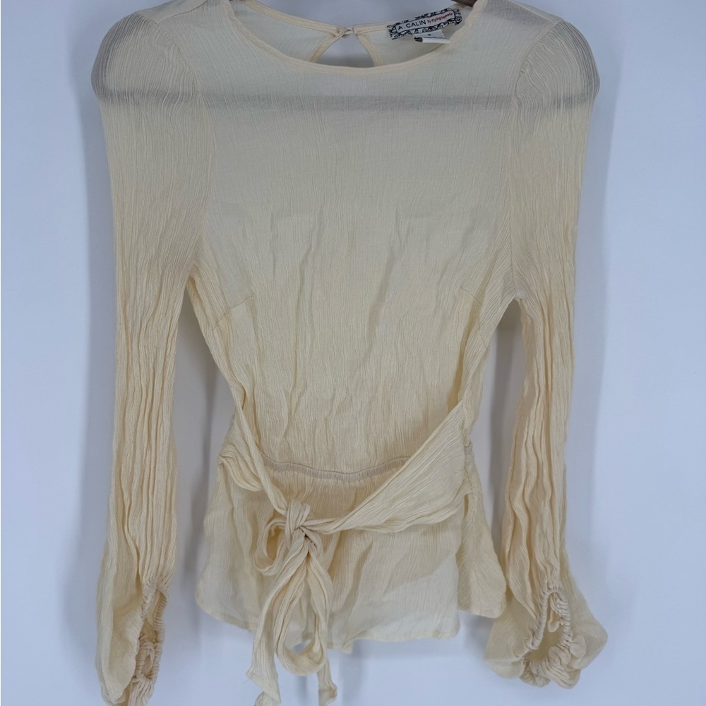 Flying Tomato Cream Blouse with Tie Detail